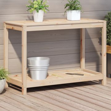 Gossi masa de plantare cu polita, 108x50x75 cm, lemn masiv de pin