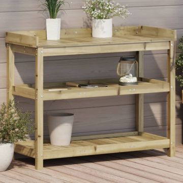 Gossi masa de plantare cu rafturi, 108x45x86,5 cm, lemn pin tratat