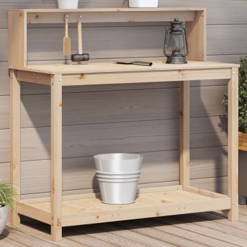 Gossi masa de plantare cu rafturi, 108x50x109,5 cm, lemn masiv pin