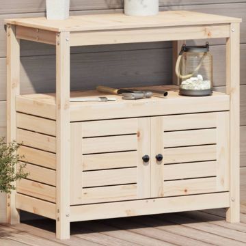 Gossi masa de plantare cu rafturi, 82,5x45x81 cm, lemn masiv pin