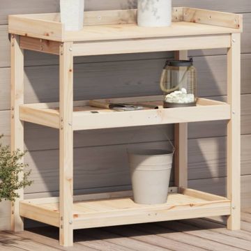 Gossi masa de plantare cu rafturi, 82,5x45x86,5 cm, lemn masiv pin