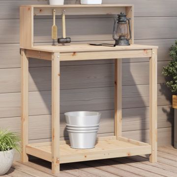 Gossi masa de plantare cu rafturi, 82,5x50x109,5 cm, lemn masiv pin