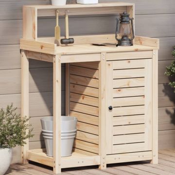 Gossi masa de plantare cu rafturi, 82,5x50x109,5 cm, lemn masiv pin