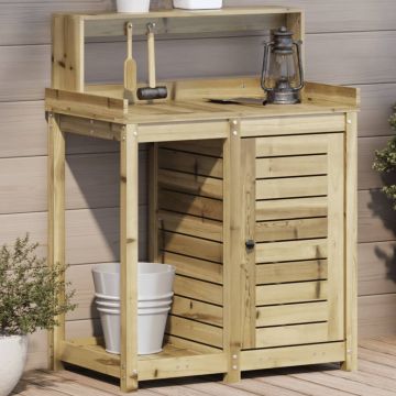 Gossi masa de plantare cu rafturi, 82,5x50x109,5 cm, lemn pin tratat