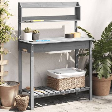 Gossi masa plantare cu chiuveta gri 147,5x44x139,5cm lemn masiv brad