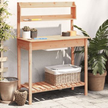 Gossi masa plantare cu chiuveta maro 147,5x44x139,5cm lemn masiv brad