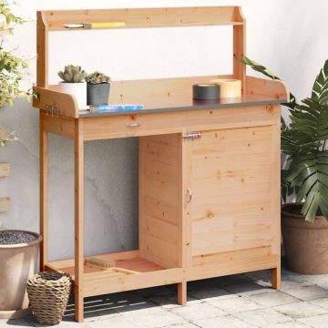 Gossi masa plantare cu dulap, maro, 110,5x45x124,5 cm lemn masiv brad