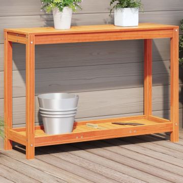 Gossi masa plantare cu raft maro ceruit 108x35x75 cm lemn masiv pin