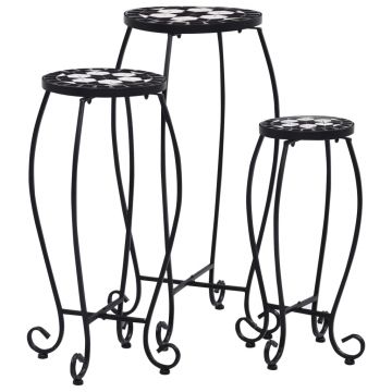 Gossi mese mozaic, 3 buc., negru si alb, ceramica