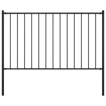 Gossi panou de gard cu stalpi, negru, 1,7 x 0,75 m, otel