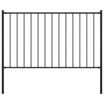 Gossi panou de gard cu stalpi, negru, 1,7 x 1 m, otel
