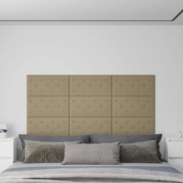 Gossi panouri de perete 12 buc. cappuccino 60x30 cm piele eco 2,16 m2