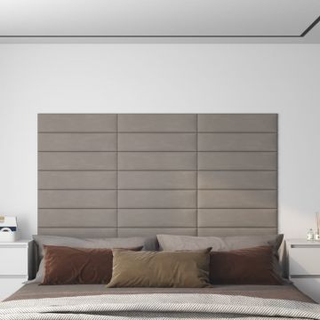 Gossi panouri de perete 12 buc. gri deschis 60x15 cm catifea 1,08 m2