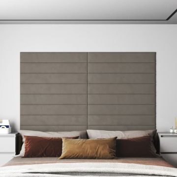 Gossi panouri de perete 12 buc. gri deschis 90x15 cm catifea 1,62 m2
