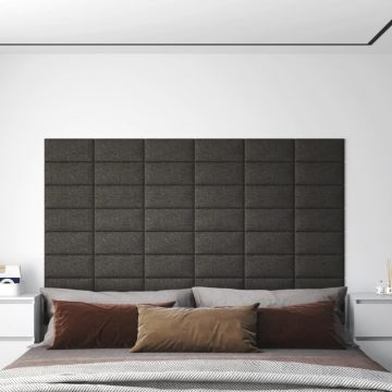 Gossi panouri de perete 12 buc. gri inchis 30x15 cm textil 0,54 m2