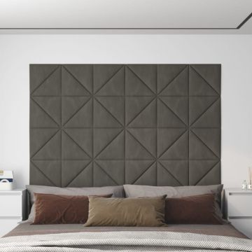Gossi panouri de perete 12 buc. gri inchis, 30x30 cm catifea 0,54 m2