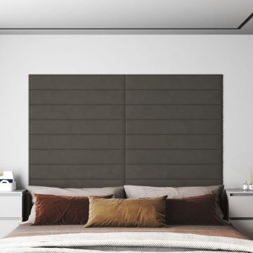 Gossi panouri de perete 12 buc. gri inchis 90x15 cm catifea 1,62 m2