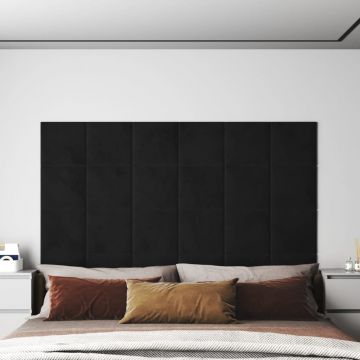 Gossi panouri de perete 12 buc. negru 30x30 cm catifea 1,08m2
