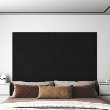 Gossi panouri de perete 12 buc. negru 90x15 cm catifea 1,62 m2