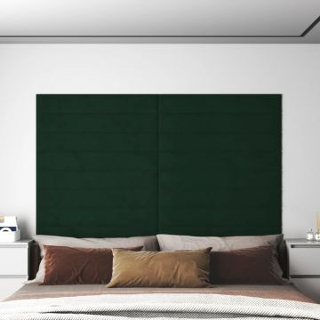 Gossi panouri de perete 12 buc. verde inchis 90x15 cm catifea 1,62 m2