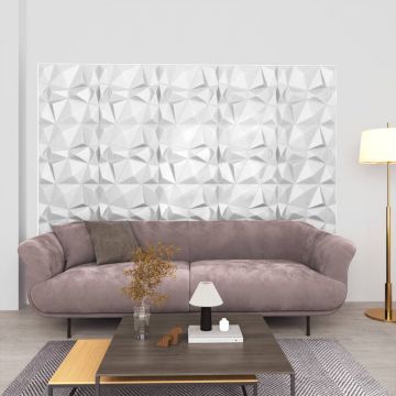 Gossi panouri de perete 3d 12 buc. alb 50x50 cm model diamant 3 m2