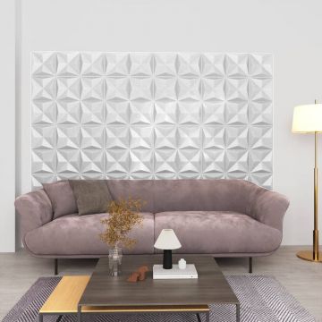 Gossi panouri de perete 3d 12 buc. alb 50x50 cm model origami 3 m2