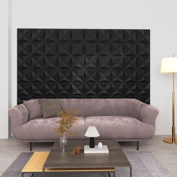 Gossi panouri de perete 3d 12 buc. negru 50x50 cm model origami 3 m2