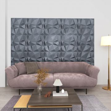 Gossi panouri de perete 3d 24 buc. gri 50x50 cm model diamant 6 m2