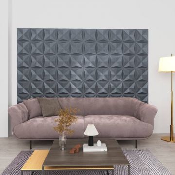 Gossi panouri de perete 3d 48 buc. gri 50x50 cm model origami 12 m2