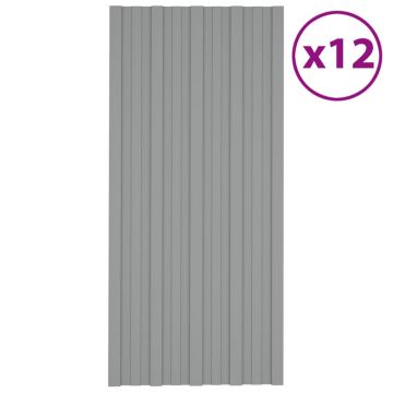 Gossi panouri pentru acoperis 12 buc. gri 100x45 cm otel galvanizat