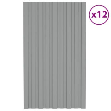 Gossi panouri pentru acoperis, 12 buc., gri, 80x45cm, otel galvanizat