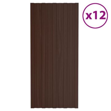 Gossi panouri pentru acoperis 12 buc. maro 100x45 cm otel galvanizat