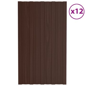 Gossi panouri pentru acoperis, 12 buc., maro, 80x45cm otel galvanizat