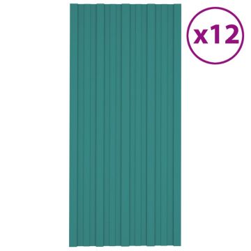Gossi panouri pentru acoperis 12 buc. verde 100x45 cm otel galvanizat