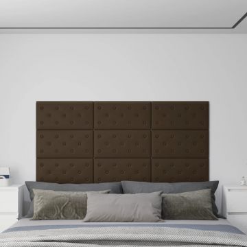 Gossi panouri perete 12 buc. maro, 60x30 cm piele ecologica 2,16 m2