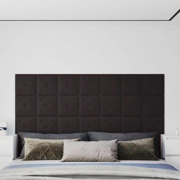 Gossi panouri perete 12 buc. negru, 30x30 cm piele ecologica, 1,08 m2