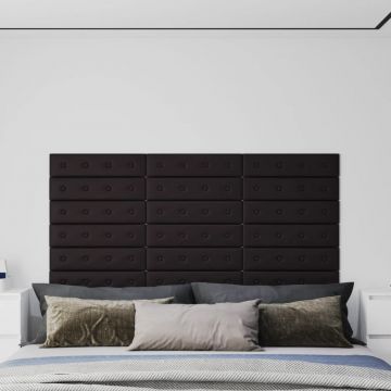 Gossi panouri perete 12 buc. negru, 60x15 cm, piele ecologica 1,08 m2