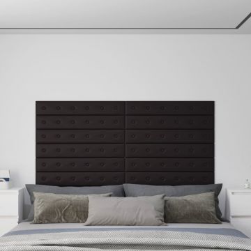 Gossi panouri perete 12 buc. negru, 90x15 cm piele ecologica 1,62 m2