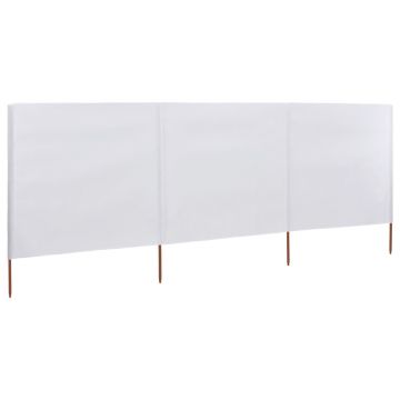 Gossi paravan anti-vant cu 3 panouri, alb, 400 x 120 cm, textil