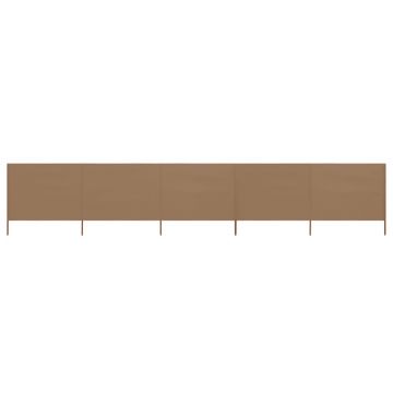 Gossi paravan anti-vant cu 5 panouri, gri taupe, 600 x 80 cm, textil