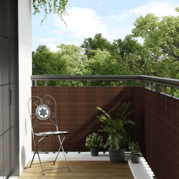 Gossi paravan pentru balcon, maro si negru, 500x80 cm, poliratan