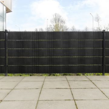 Gossi paravane pentru balcon, 10 buc., negru, 255x19 cm, poliratan