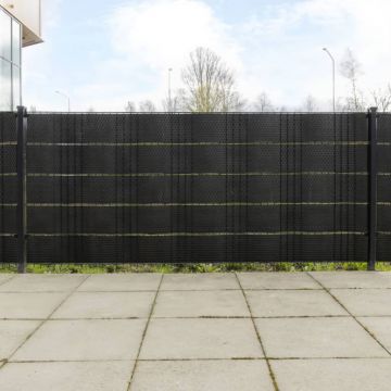Gossi paravane pentru balcon, 5 buc., negru, 255x19 cm, poliratan