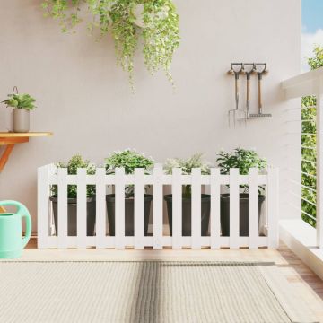 Gossi pat inaltat gradina design gard alb 150x50x50cm lemn pin tratat