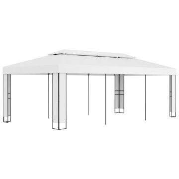 Gossi pavilion cu acoperis dublu, alb, 3 x 6 m