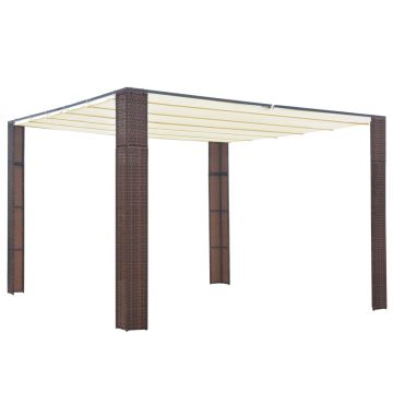 Gossi pavilion cu acoperis, maro si crem, 300x300x200 cm, poliratan