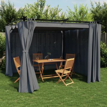 Gossi pavilion cu draperii, antracit, 3x3 m, otel