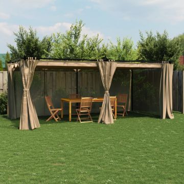 Gossi pavilion cu draperii, gri taupe, 6x3 m, otel