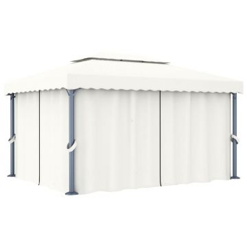 Gossi pavilion cu perdea, alb crem, 4 x 3 m, aluminiu
