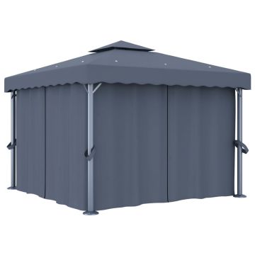 Gossi pavilion cu perdea, antracit, 3 x 3 m, aluminiu